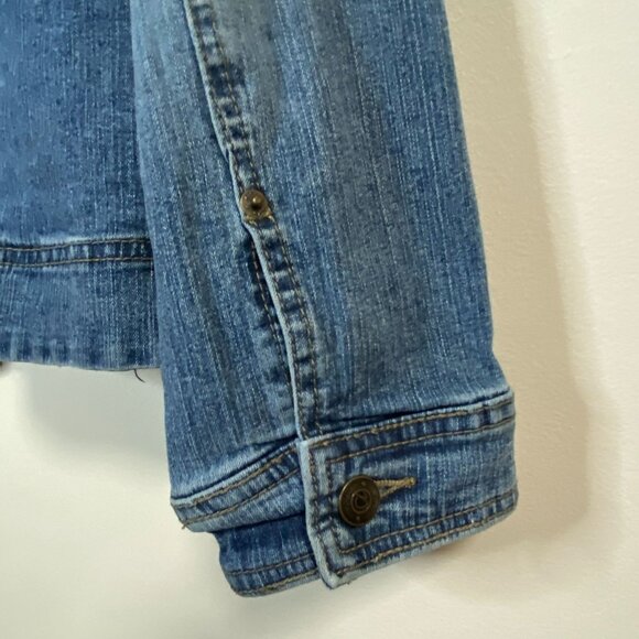 Duplex Tyte Jean Jacket Women's Size L Medium Wash Denim Button Embroidered - Picture 9 of 11